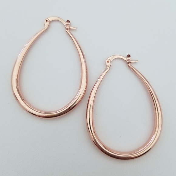 fstepka Jewelry - 1.5" 18k Rose Gold Oval Hoops